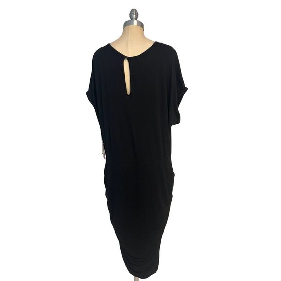 VINCE CAMUTO Side Ruched Jersey Midi Dress  Rich Black Size 2X $109 NWT - Picture 4 of 5